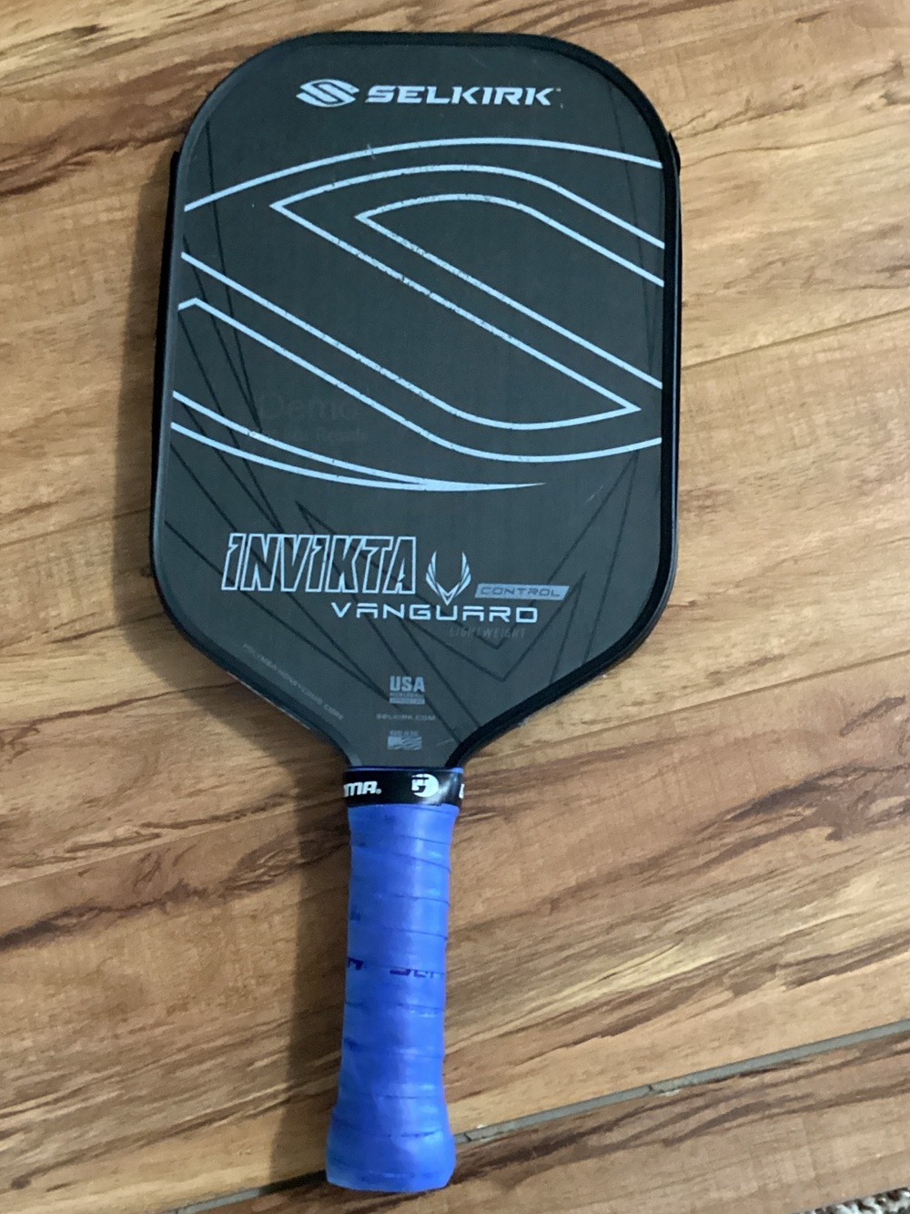 Invicta Vanguard Pickleball Paddle - Black with Blue Grip